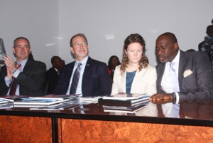United State Consul General, Mr Jeff Hawkins, the Political / Economic Officer, Ronald Rhinehart, and Caitlin Conaty, Assessment and Specialist, Office of Africa Operations Bureau of Conflict and Stablization Operations (CSO) and Chike Ogeah (Esq), Commissioner for Information