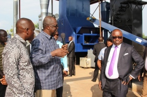 INSPECTION: from right: Governor Emmanuel Uduaghan of Delta State, Managing Director of Boskel Nig, Dr. Keluo Chukwuogor and Commissioner for Environment, Barr. Frak Omare during the inspection of the ongoing Delta State Waste Incinerator Project by the governor in Asaba, weekend.   Photo: Henry Unini