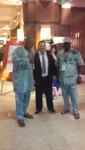 LEFT TO RIGHT:  National Chairman of National Union of Road Transport Workers, Alhaji Najeem Usman, a delegate and the Chairman, Delta State Council of NURTW, Chief Ifeanyi Obi at the International Transport Workers' Federation (ITF) conference at Sophia, Bulgaria.