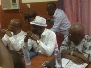 Former Delta Acting Governor, Hon. Sam Obi (left) and other members of the PDP Campaign Organization during the session