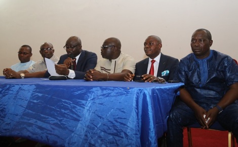 From right; Commissioner for Youth Development. Hon. Asupa Furteta; Commissioner for Power and Energy, Barr. Newworld Safugha; Commissioner for Local Government, Hon. Bright Edejewhro; Commissioner for Information, Mr. Patrick Ukah; Commissioner for Special Duties Government House, Hon. Henry Sakpra and Commissioner Bureau for Special Duties, Hon. Ossai Chika, during a Exco Briefing in Government House Asaba.