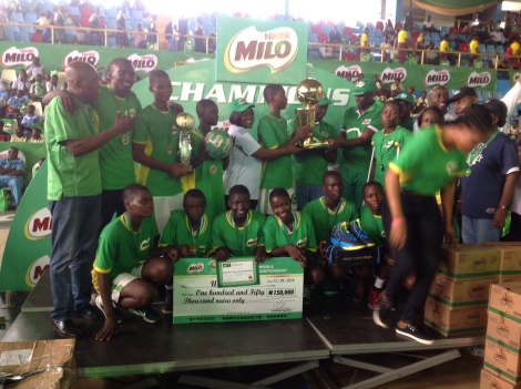 Wesley Senior Girls Secondary School, Lagos lifted the trophy in the Girls category in the grand finale of the 18th Nestlé Milo Secondary School Basketball Championship on Saturday at the Indoor Hall of the Asaba Township Stadium, Delta.