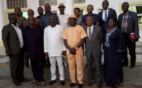 Delta State Commissioner for Information, Mr. Patrick Ukah in a group photograph with founder of Academy for Governance, Prof. Austine Nwandulu and participants at the train the trainer programme on the Fundamentals of Leadership