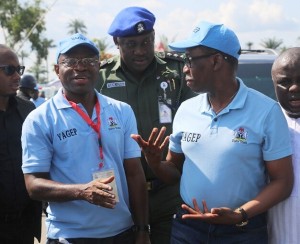 Delta State Governor, Senator Ifeanyi Okowa (right) and Chief Job Creation Officer, Prof. Eric Eboh