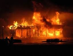 Shops on fire